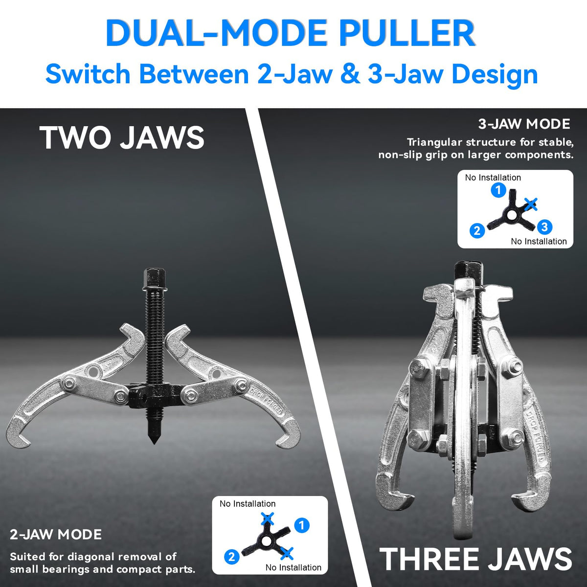 Asnfanl in-use gear extraction demonstrating stable three-jaw hold and even pulling power