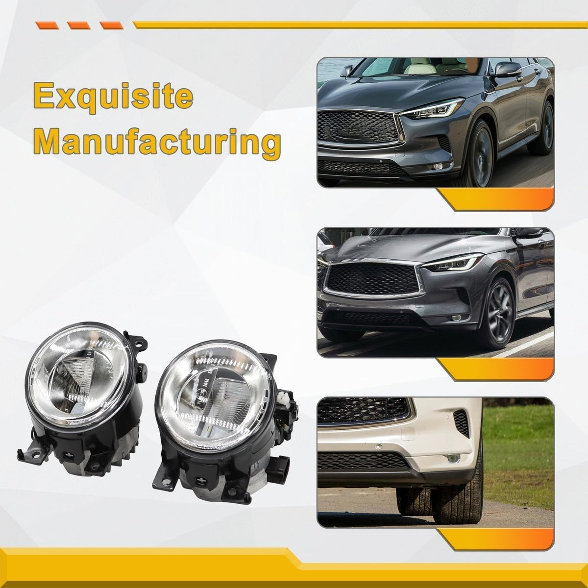Aspaton fog lights beside a ruler showing exact size and scale