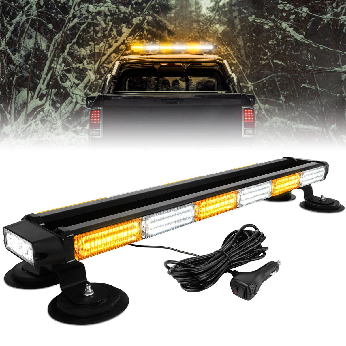 ASPL front view of 26-inch strobe light bar showing bright LEDs and low-profile benefit