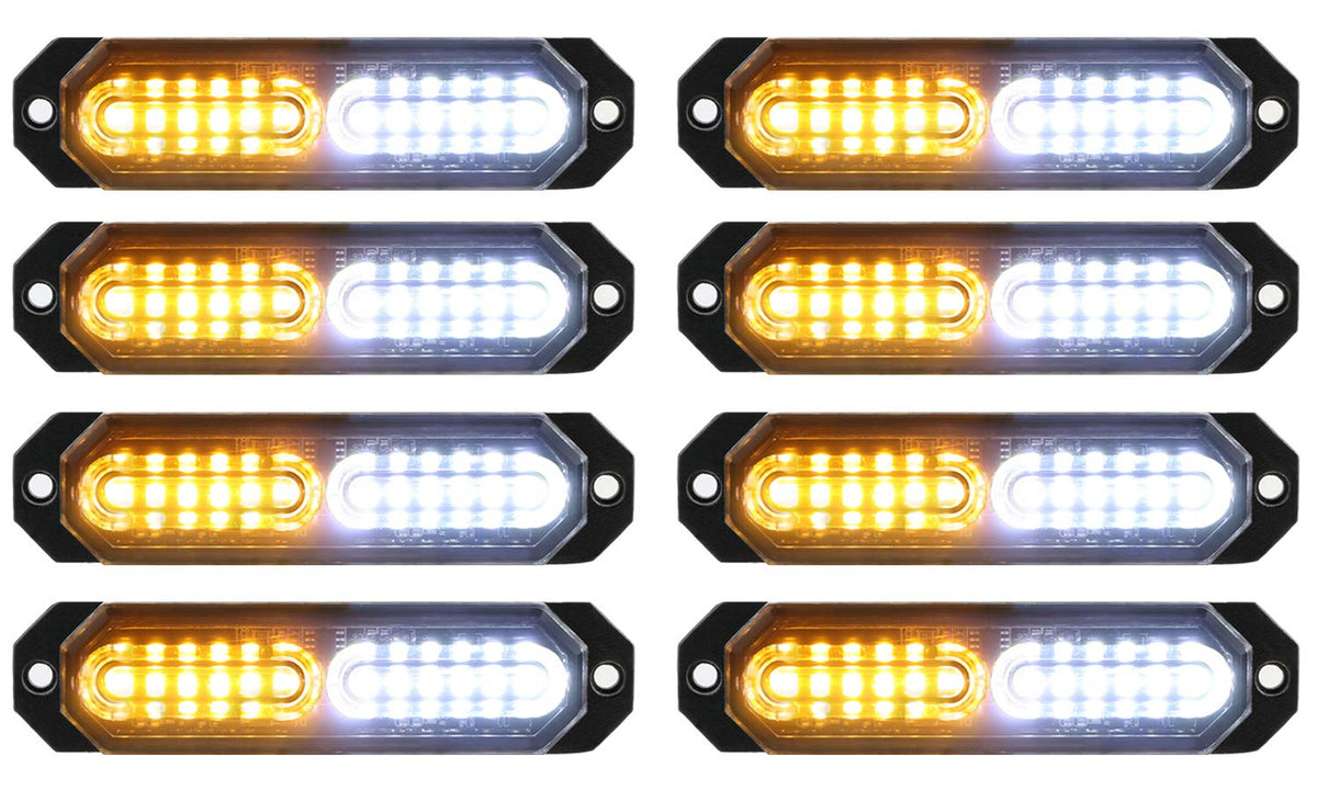 ASPL front assembly showing amber and white LEDs and clear lens for strong visibility