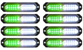 ASPL front view of grille lights showing bright green and white LEDs for high visibility