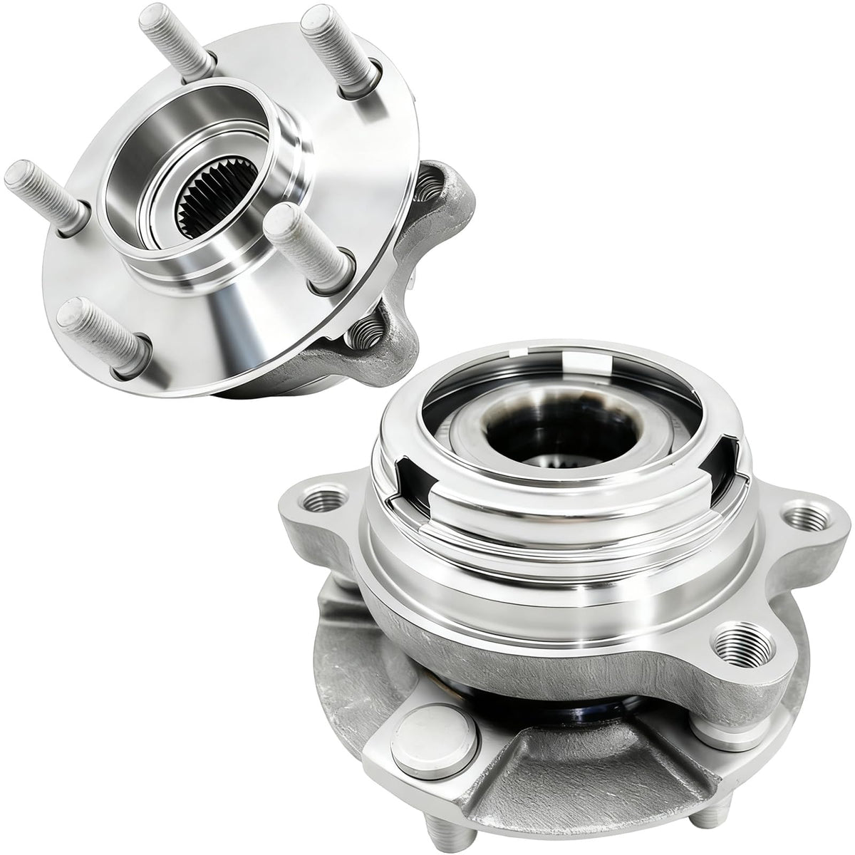 Aspligo front hub assembly in packaging showing new direct-fit replacement benefit