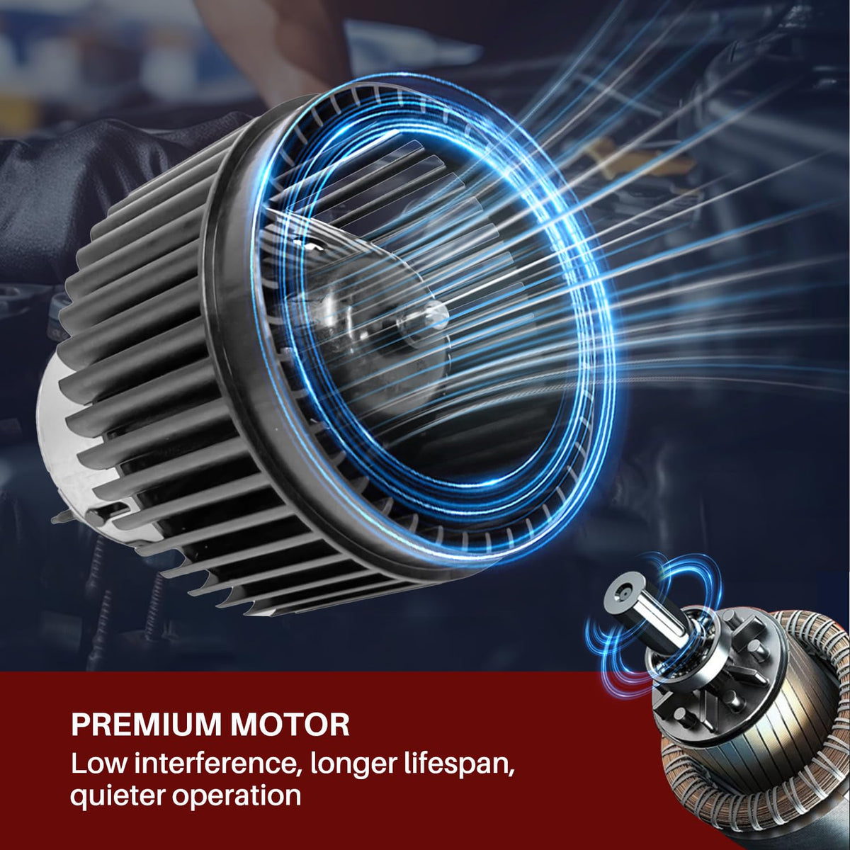 Aspligo blower installed under dash demonstrating restored cabin airflow