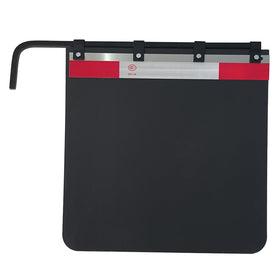 ASTAMOTOR mud flap beside ruler showing 24x24 size for correct fit