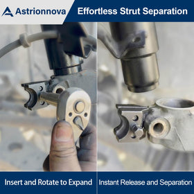Astrionnova tool in use on VW strut showing safe hub separation and reduced hammering damage