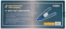 Astro Pneumatic 1423 setting a rivet in a tight space, demonstrates reach and leverage
