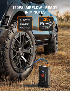 AstroAI air compressor hose connection inflating tire quickly and accurately