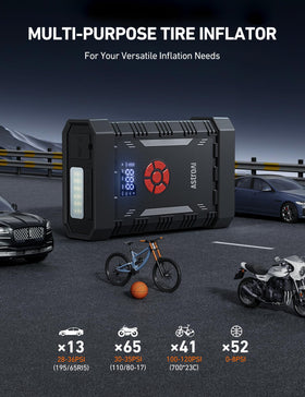 AstroAI display and controls showing pressure readout and error alerts for clarity