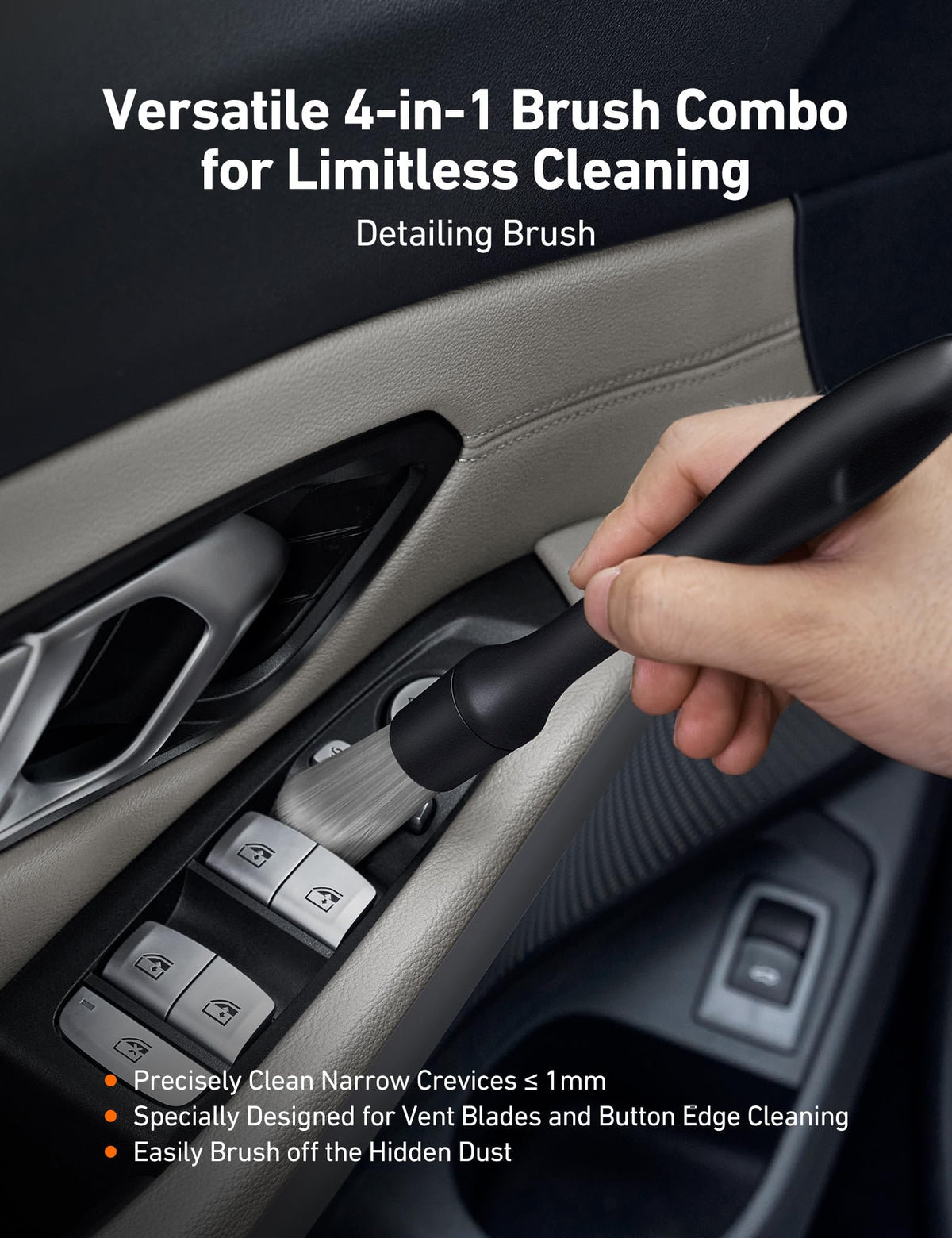 AstroAI AC vent brush cleaning vent slats to remove dust without scratching surfaces