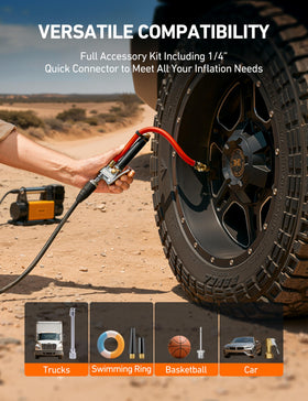 AstroAI attached to air pump showing fast inflation workflow