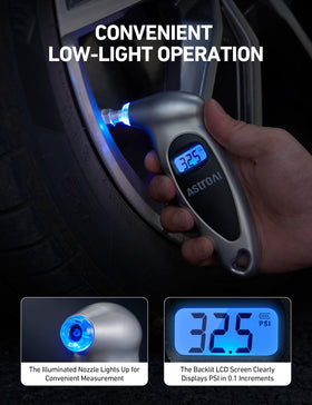 AstroAI backlit LCD close-up for clear nighttime readings and quick verification