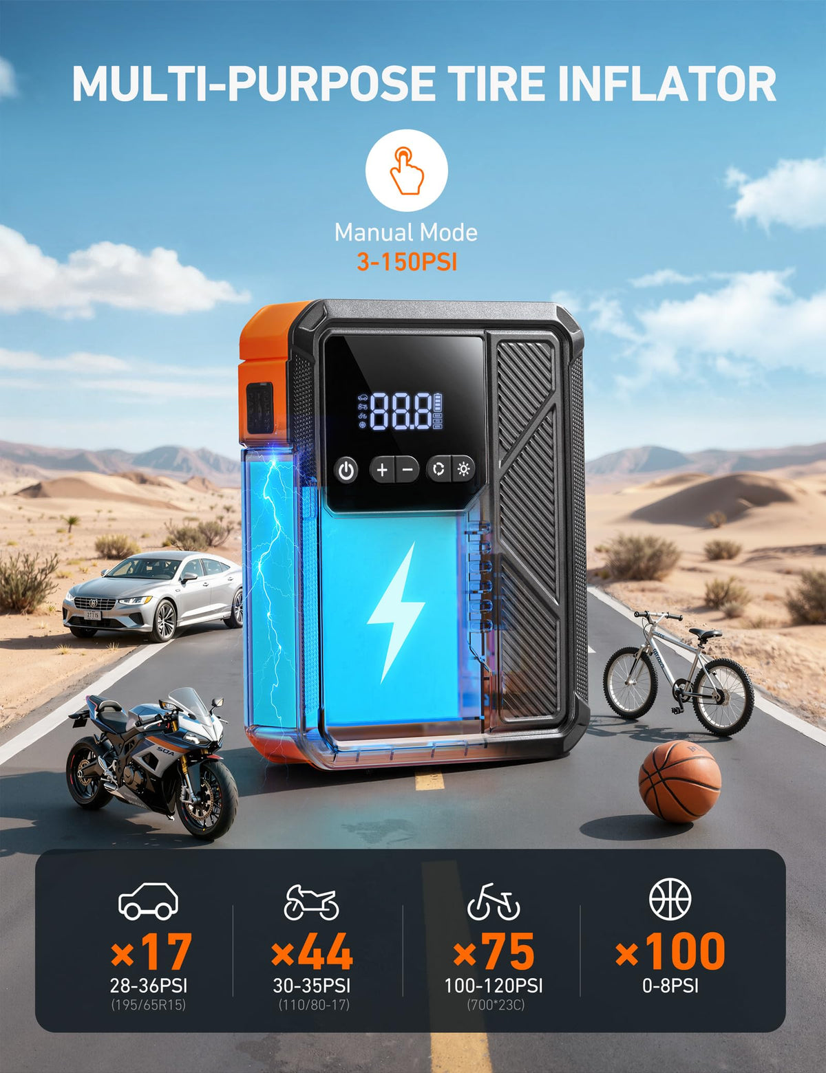 AstroAI Beta822 LED light illuminating a dark roadside scene for improved visibility