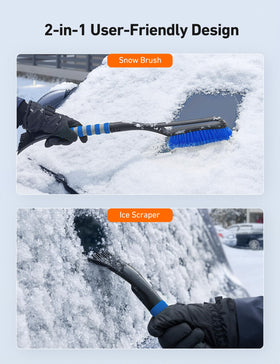 AstroAI close-up of split bristles showing gentle, scratch-free snow removal