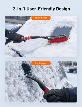 AstroAI close-up of soft bristles, gentle on paint and lifts snow effectively