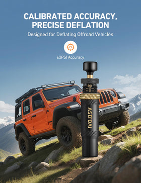 AstroAI close-up of calibration scale showing preset PSI accuracy for consistent deflation