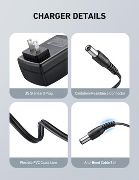 AstroAI charger plug and cord detail highlighting durable connector benefit