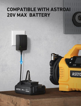 AstroAI charger with battery mounted demonstrating fast one-hour charge