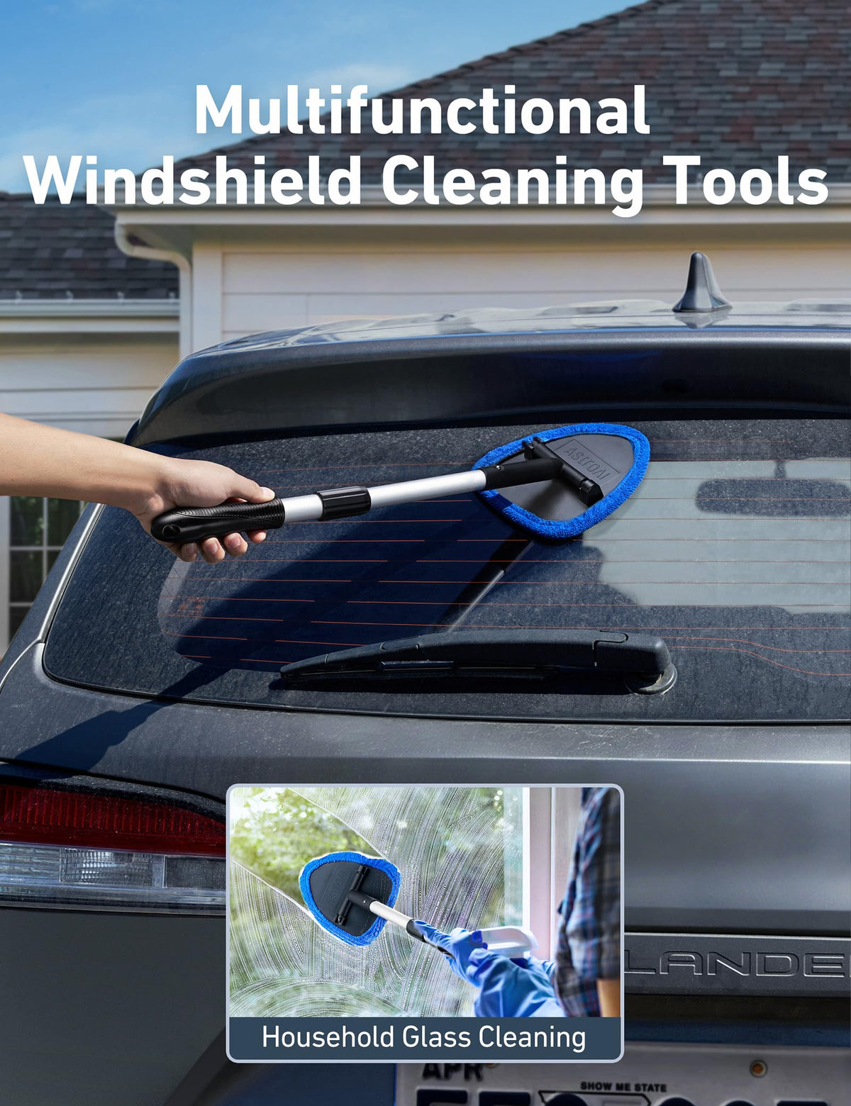 AstroAI cleaning interior car window demonstrating reduced bending and strain