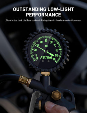 AstroAI close-up dial display showing clear PSI markings for accurate readings
