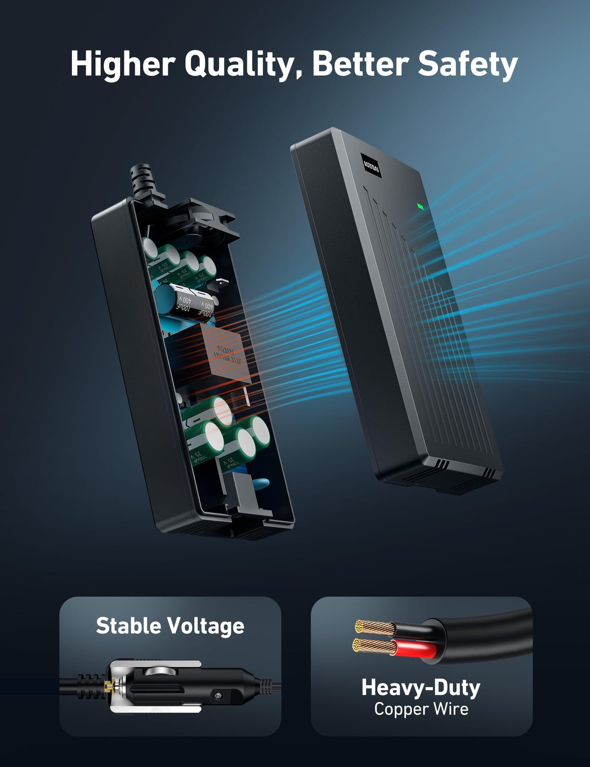 AstroAI cooling fan close-up, quiet thermal control for continuous use