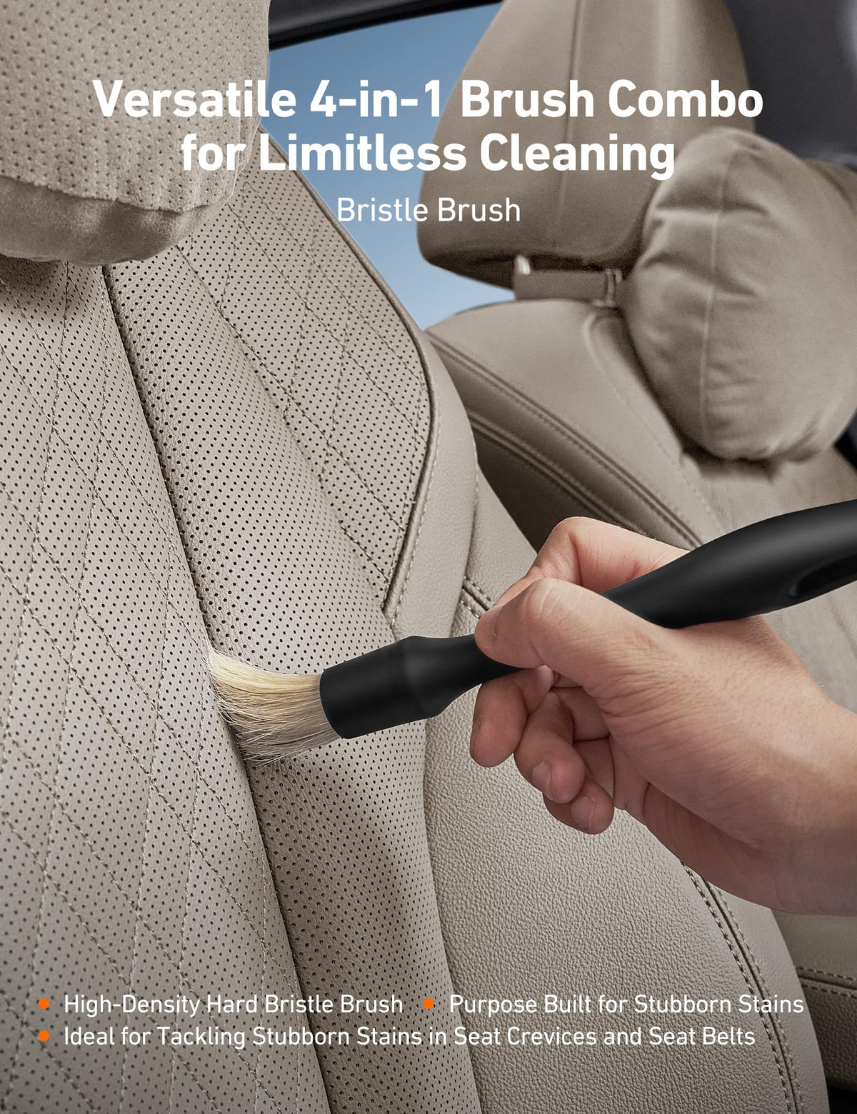 AstroAI detailing and bristle brushes set removing grime from narrow crevices and seams