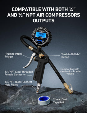 AstroAI digital display closeup with clear numbers for precise tire pressure