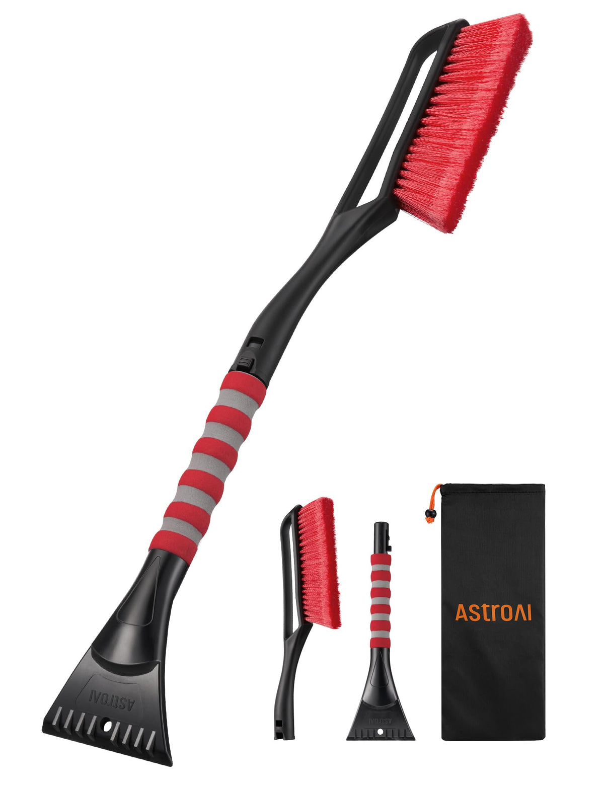 AstroAI front view showing full 27-inch brush and scraper, quick clearing benefit