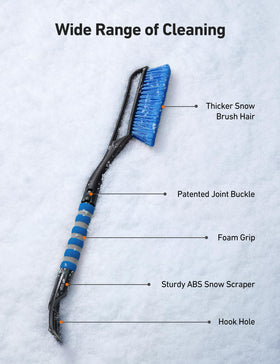 AstroAI full-length tool beside ruler showing 27-inch reach for roofs and hoods