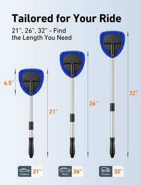 AstroAI extended 26-inch handle wiping a windshield for easier reach