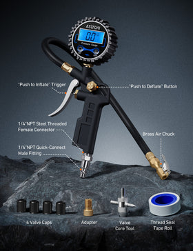 AstroAI hose and connector side view showing NPT compatibility and durability