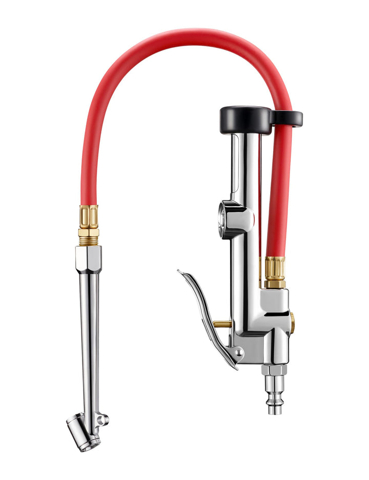 AstroAI inflator front view showing full gauge and hose for easy reading