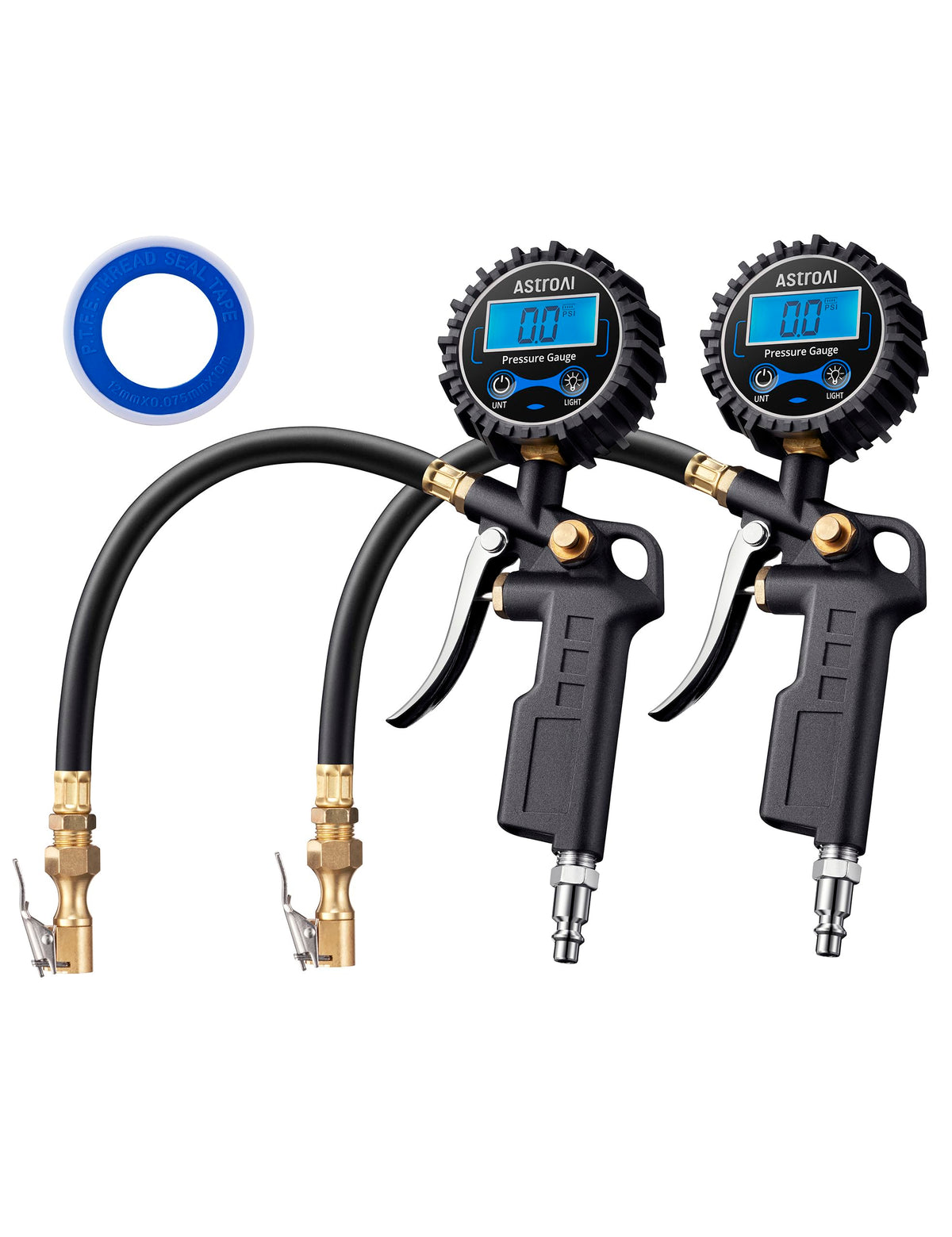 AstroAI inflator front view showing digital gauge and ergonomic body for fast readings