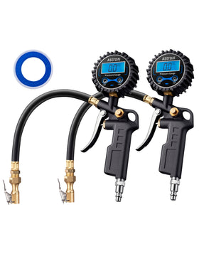 AstroAI inflator front view showing digital gauge and ergonomic body for fast readings