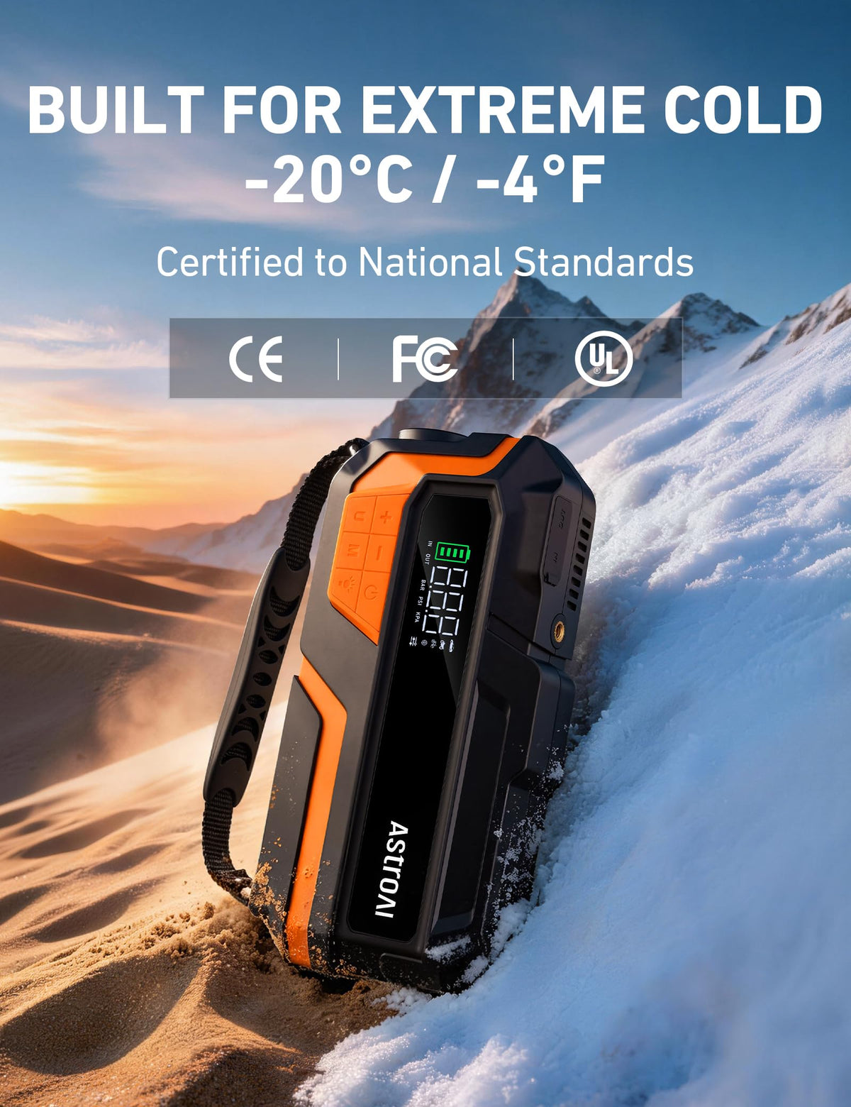 AstroAI M10 open EVA storage case organizing jumper, hose, nozzles, and accessories