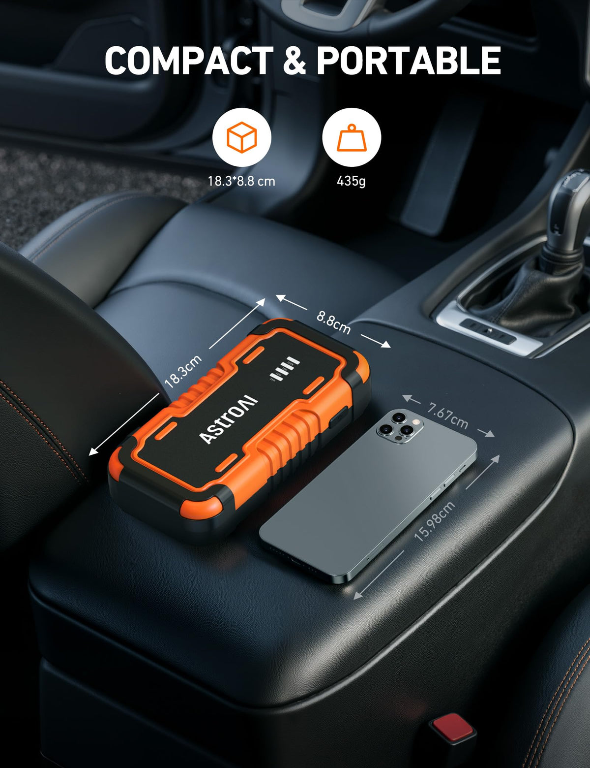 AstroAI P10 charging smartphone via USB showing emergency power bank benefit