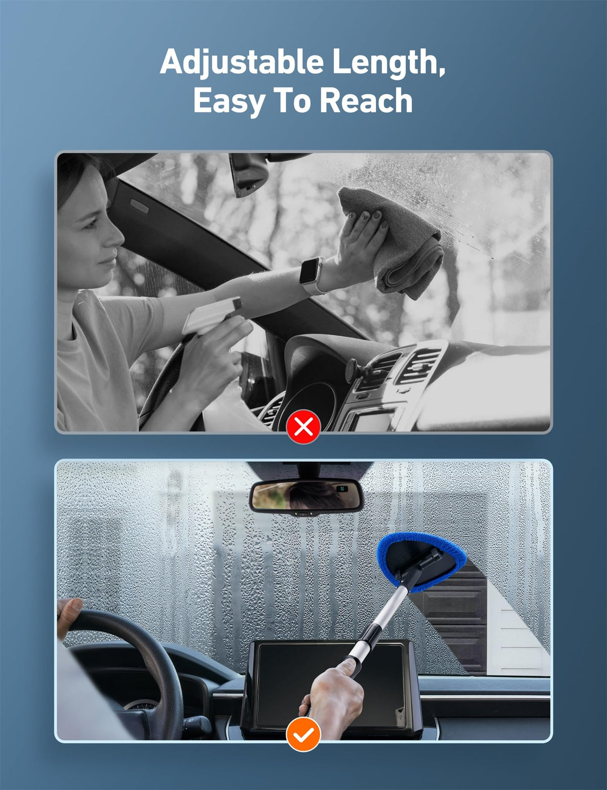 AstroAI rotating head angled to reach corners and reduce strain