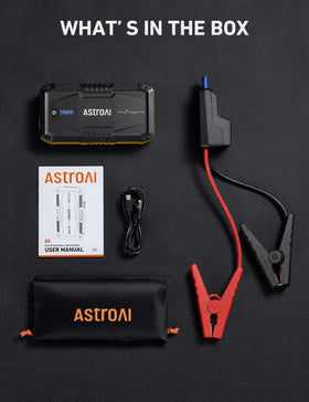 AstroAI S8 boost mode LED indicator lit showing readiness to jump drain batteries