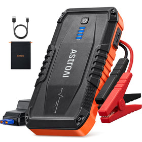 AstroAI S8 front view showing compact orange housing and controls for quick identification and portability