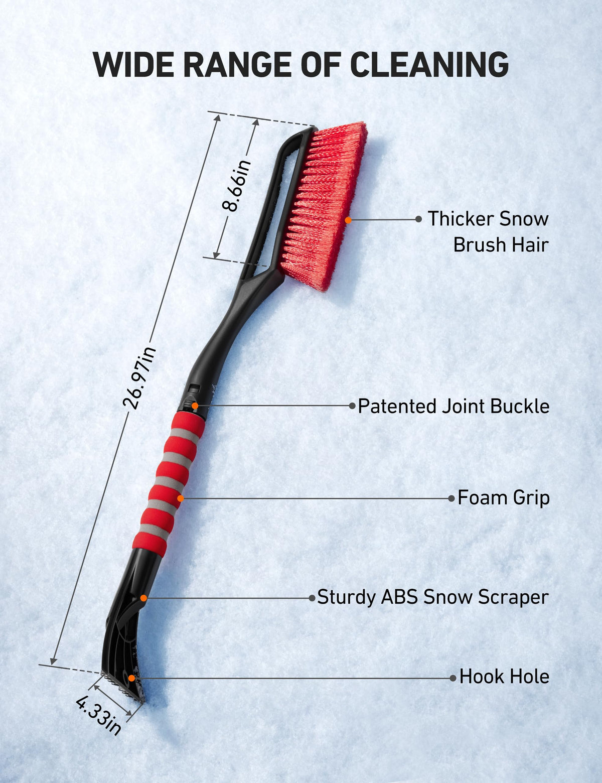 AstroAI held by hand to show 27-inch length, extended reach benefit