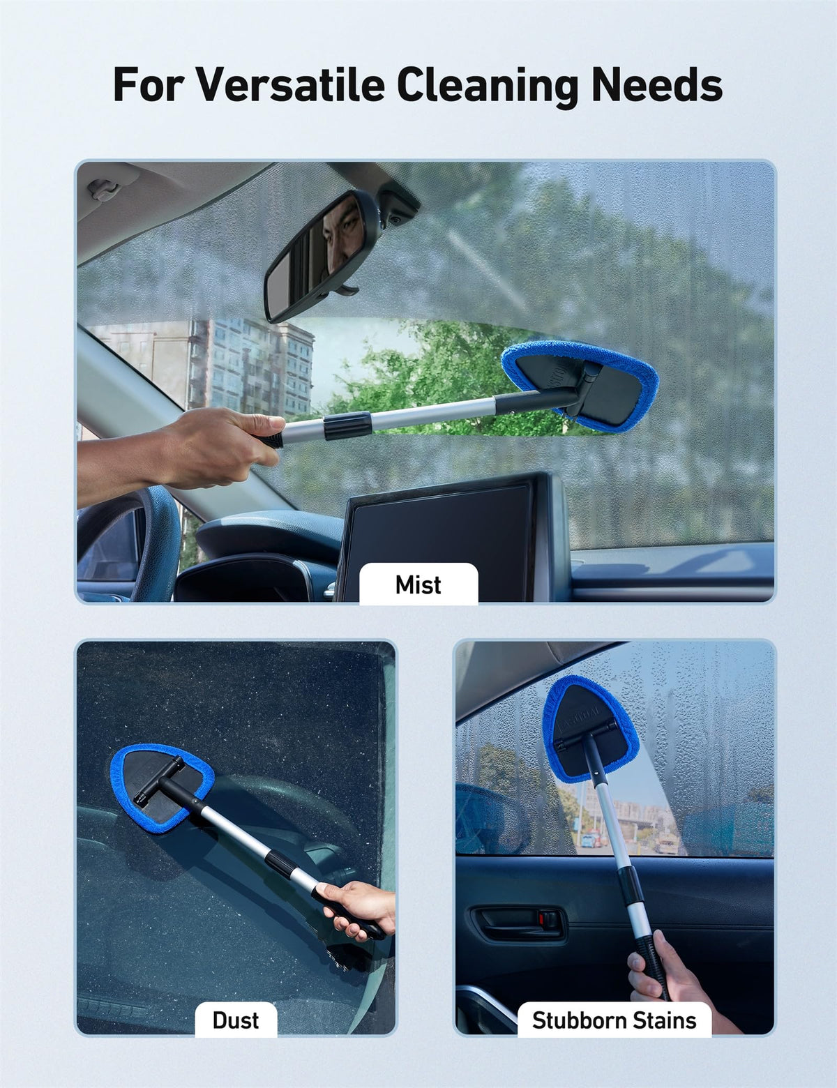 AstroAI tool beside hand and dashboard showing compact scale and reach