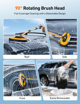 AstroAI tire brush detail scrubbing wheels to remove grime effectively