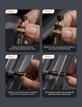 AstroAI zipper pouch open with deflators and caps highlighting organized portability