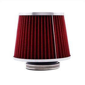 ASYXPCRH front view of red conical air filter showing shape and airflow benefit