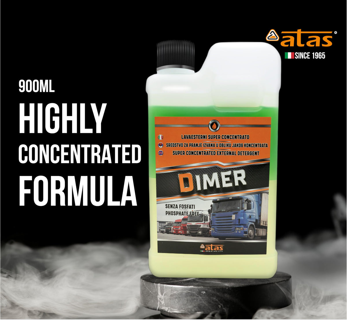 ATAS SPECIALITY DIMER cleaning an engine bay showing restored appearance benefit
