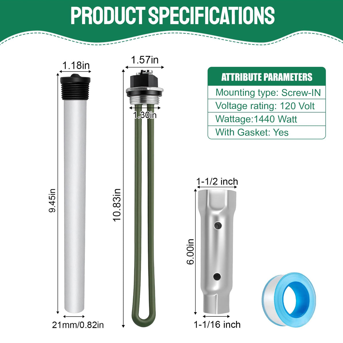 ATEEfaee magnesium anode rod detail showing thicker 21mm diameter for extended protection