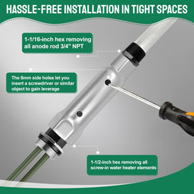 ATEEfaee dual-ended socket wrench showing 1-1/2" and 1-1/16" ends for convenient servicing