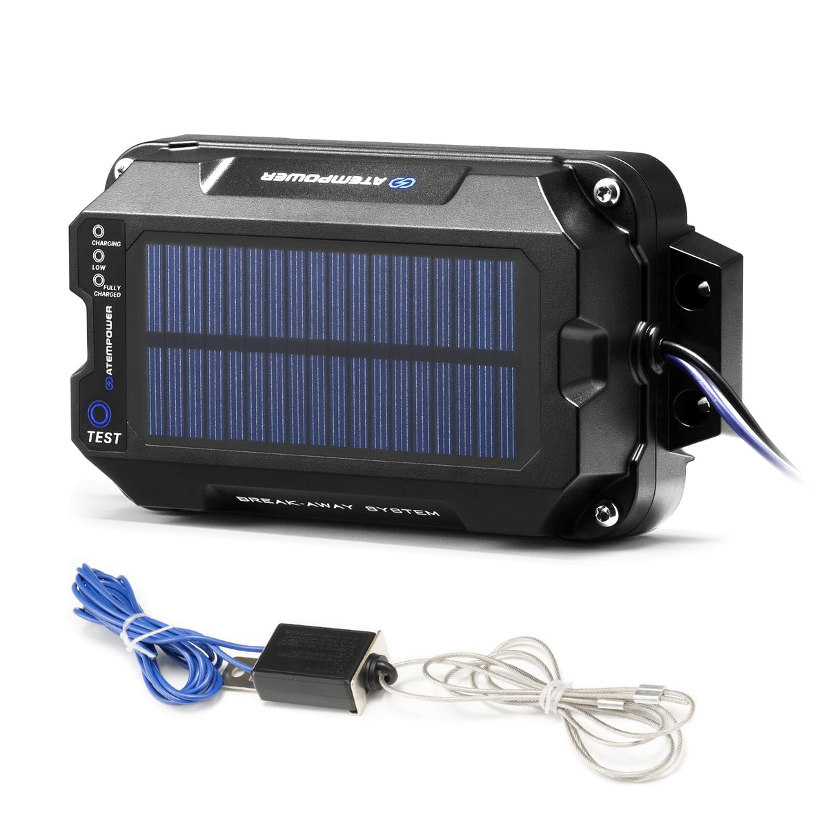 ATEM POWER front view mounted on trailer showing compact protection and quick install benefit