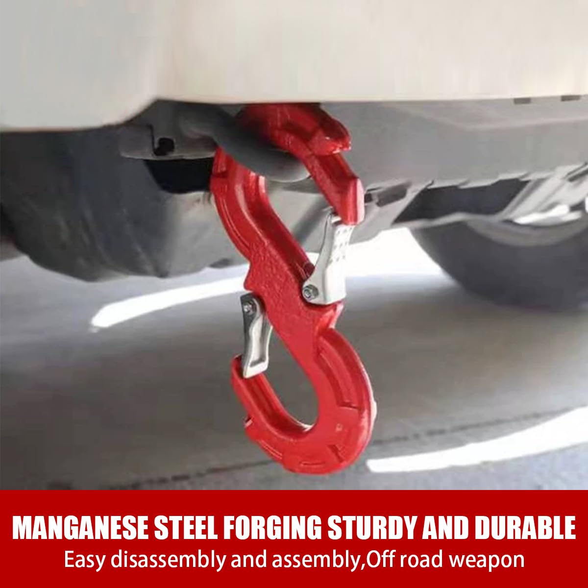 ATENGIDR S-hook beside recovery strap showing size and compatibility