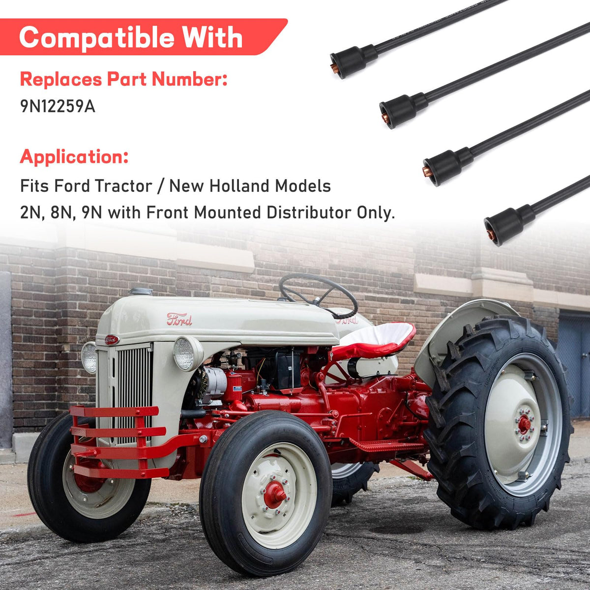 Atesilor wires routed on Ford tractor demonstrating correct lengths and factory-style routing benefit