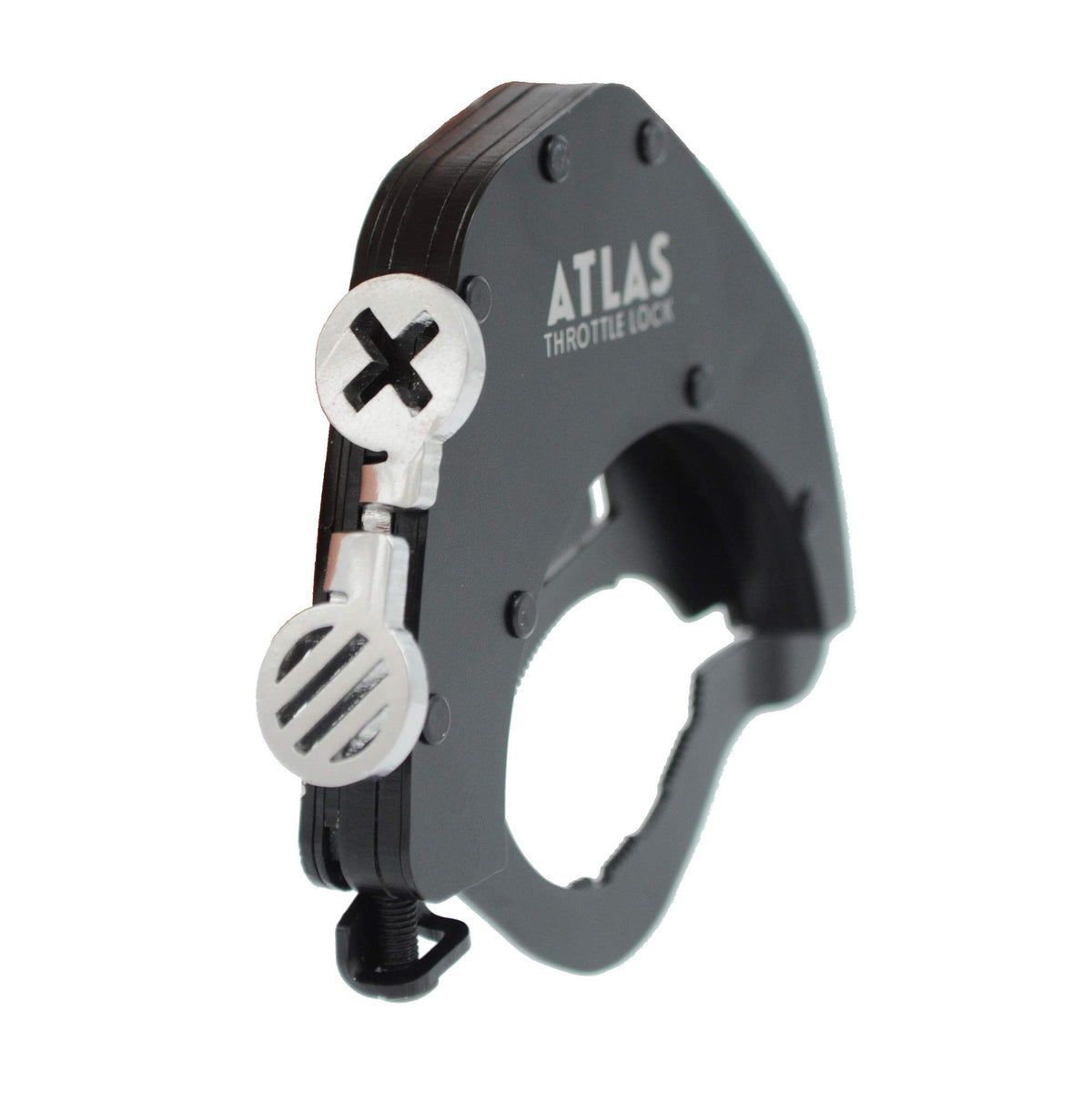 ATLAS Throttle Lock close-up of mechanism highlighting sturdy construction and adjustability